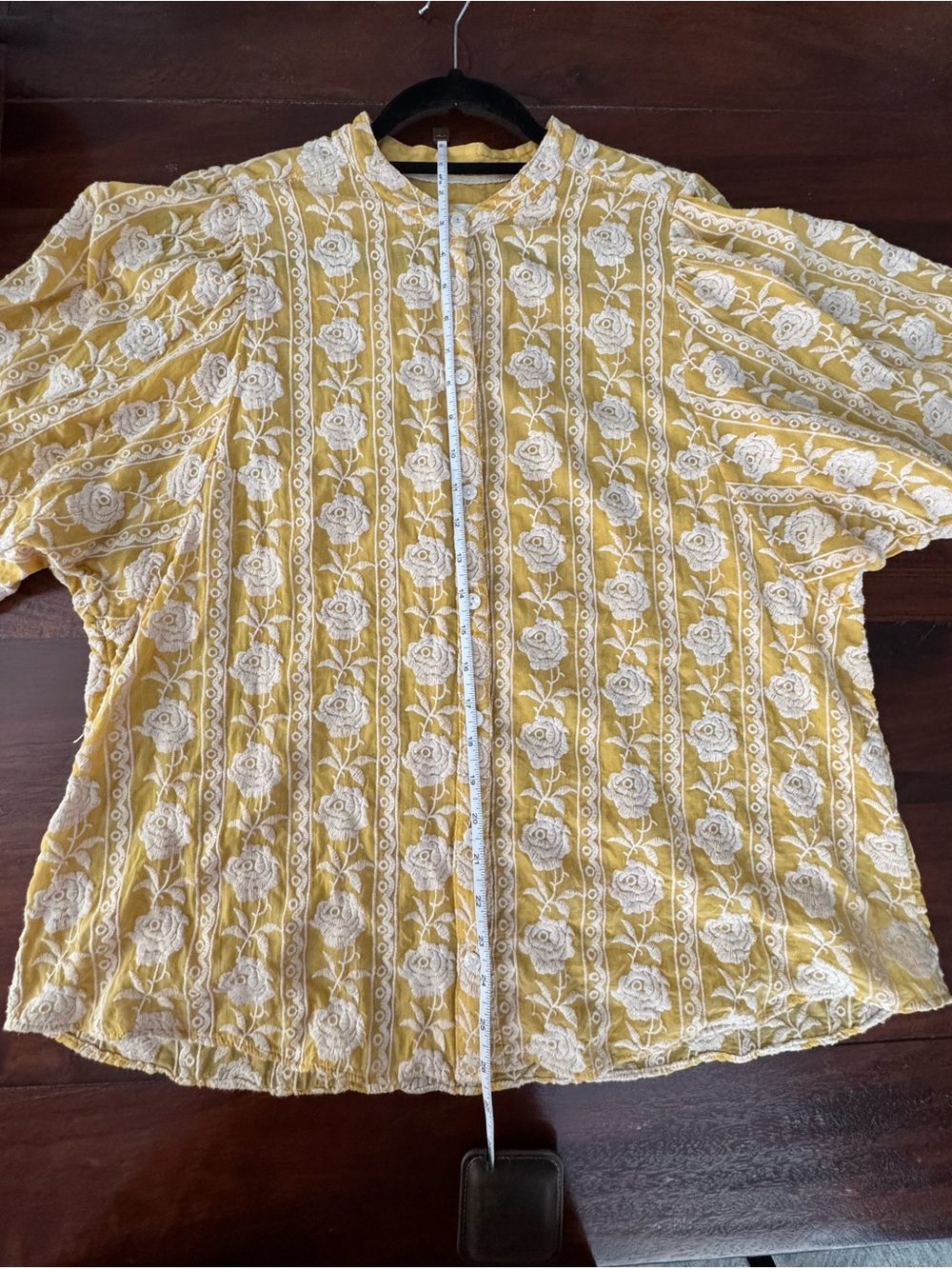 Pilcro by Anthropologie Yellow Embroidered Cotton Button Front Blouse XL - Picture 5 of 11